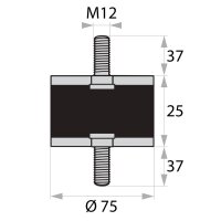 GP-AG/AG-37/37-M12-D75xH25 Gummi-Metall-Puffer...