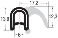 DF16 - Profil de protection de bord EPDM avec lèvre détanchéité - plage de serrage 2-5 mm