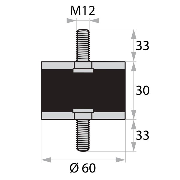 GP/S-AG/AG-33/33-M12-D60xH30 Rubber-Metaal Buffer Rubber Buffer Trillingsdemper Silentblok