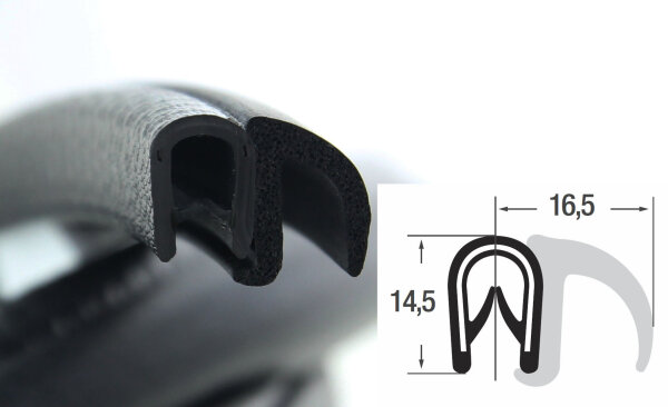 DF17 - Profilo proteggi bordo con guarnizione PVC/EPDM - intervallo di serraggio 1-4 mm