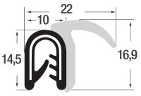 DF18 - Randbeschermingsprofiel met afdichting PVC/EPDM - klembereik 1-3,5 mm