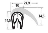 DF19 - Profil de protection de bord avec joint PVC/EPDM - plage de serrage 1-4 mm