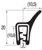 DF2 - EPDM randbeschermingsprofiel met afdichtlip - klembereik 1-3 mm