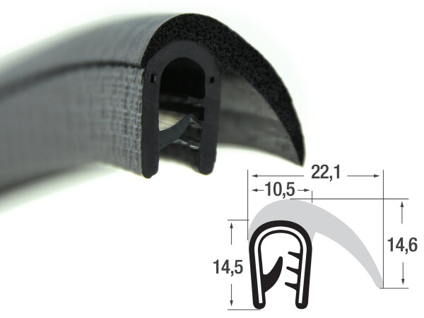 DF20 - Perfil protector de bordes con junta PVC/EPDM - rango de sujeción 2-5 mm