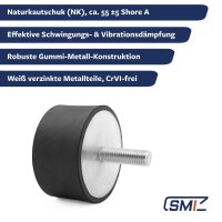 GP-AG/IG-28/10-M10-D50xH30 Gummi-Metall-Puffer...
