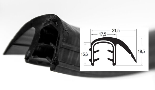 DF21 - Profil de protection de bord EPDM avec lèvre détanchéité - plage de serrage 8-10 mm