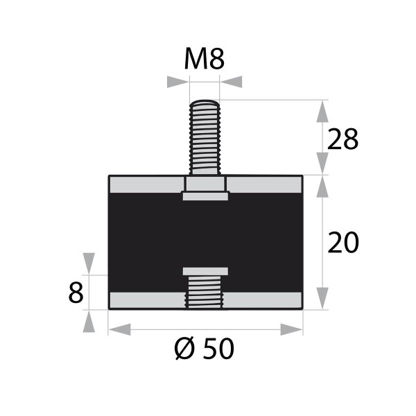 GP/S-AG/IG-28/8-M8-D50xH20 rubber-metal buffer rubber buffer vibration damper silentblock