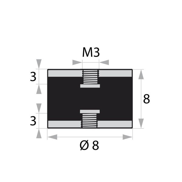 GP-IG/IG-3/3-M3-D8xH8 rubber-metal buffer rubber buffer vibration damper silentblock