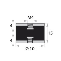 GP-IG/IG-4/4-M4-D10xH15 rubber-metal buffer rubber buffer...