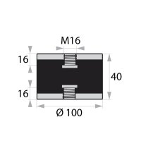 GP-IG/IG-16/16-M16-D100xH40 Gummi-Metall-Puffer...