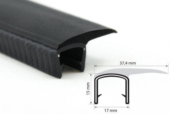 DF23 - Kantenschutz Dichtungs Profil Dichtung PVC/EPDM - Klemmbereich 9-12 mm