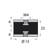 GP-IG/IG-4/4-M4-D15xH25 rubber-metal buffer rubber buffer...