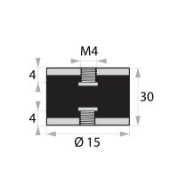 GP-IG/IG-4/4-M4-D15xH30 rubber-metal buffer rubber buffer...