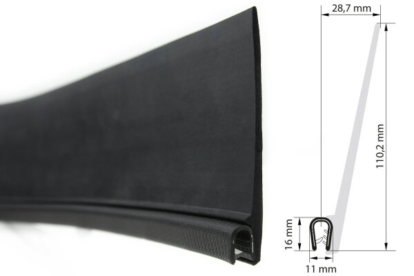 DF26 - Kantenschutz Dichtungs Profil Dichtung PVC/EPDM - Klemmbereich 3-6 mm