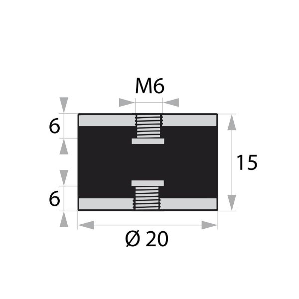 GP-IG/IG-6/6-M6-D20xH15 rubber-metal buffer rubber buffer vibration damper silent block