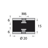 GP-IG/IG-6/6-M6-D20xH15 rubber-metal buffer rubber buffer...