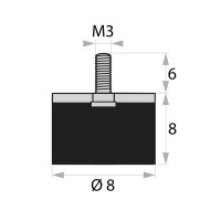GP4-08-08-AG-M3 x 6 rubber-metal buffer rubber buffer...