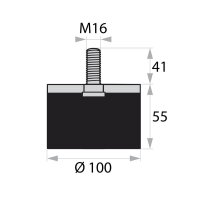 Rubber-metal buffer GP4-100-55-AG-M16 x 41 Rubber buffer...