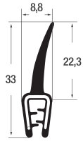 DF6 - EPDM edge protection sealing lip profile rubber seal - clamping range 1-2.5 mm