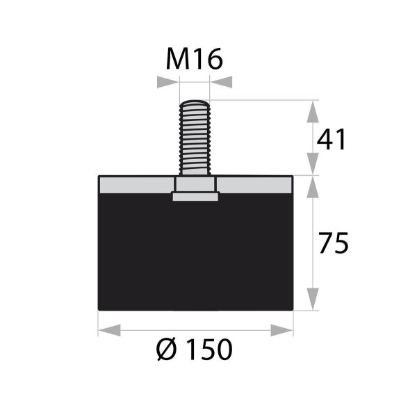GP4-150-75-AG-M16 x 41 rubber-metal buffer rubber buffer vibration damper silent block