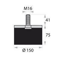GP4-150-75-AG-M16 x 41 rubber-metal buffer rubber buffer...