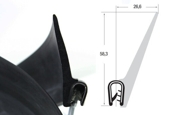 Narożnikowy profil uszczelniający DF9 PVC/EPDM - zakres zacisku 4–6 mm