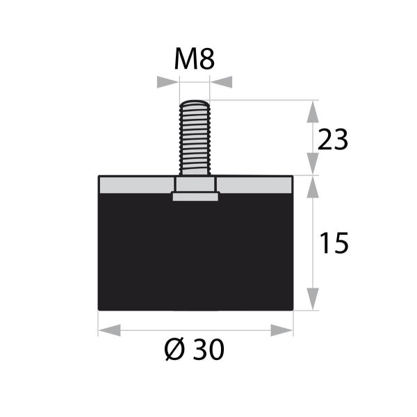 6er-Pack Gummipuffer M8 23x30 Mm – Schwingungsdämpfer Für Klimaanlagen & Maschinen – Silentblock M8 Mit Gewinde